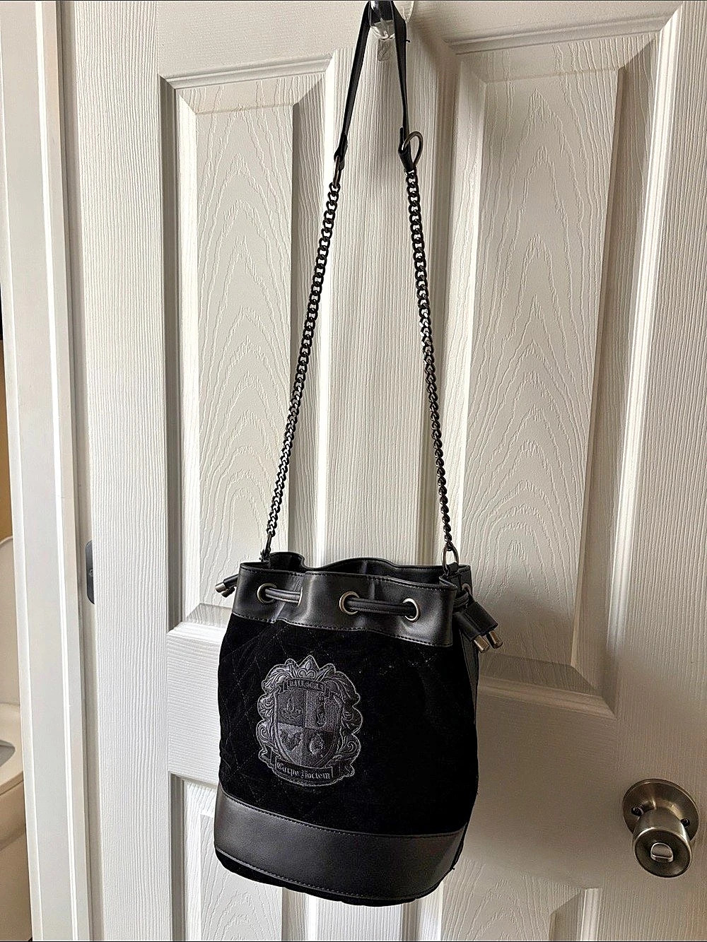 Killstar Black Quilted Crest Bucket Bag